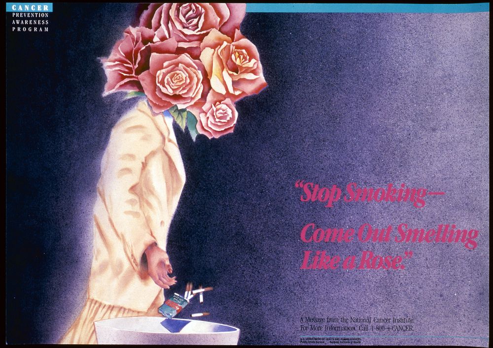Title Stop Smoking-Come Out Smelling Like A Rose PosterDescription The poster "Stop Smoking-Come Out Smelling Like A Rose"…