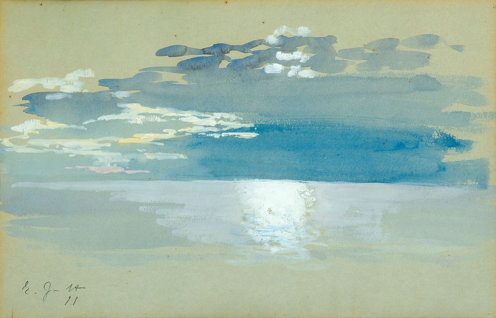 Eero Järnefelt: Silver moon, 1911. Mixed media 29x44 cm.