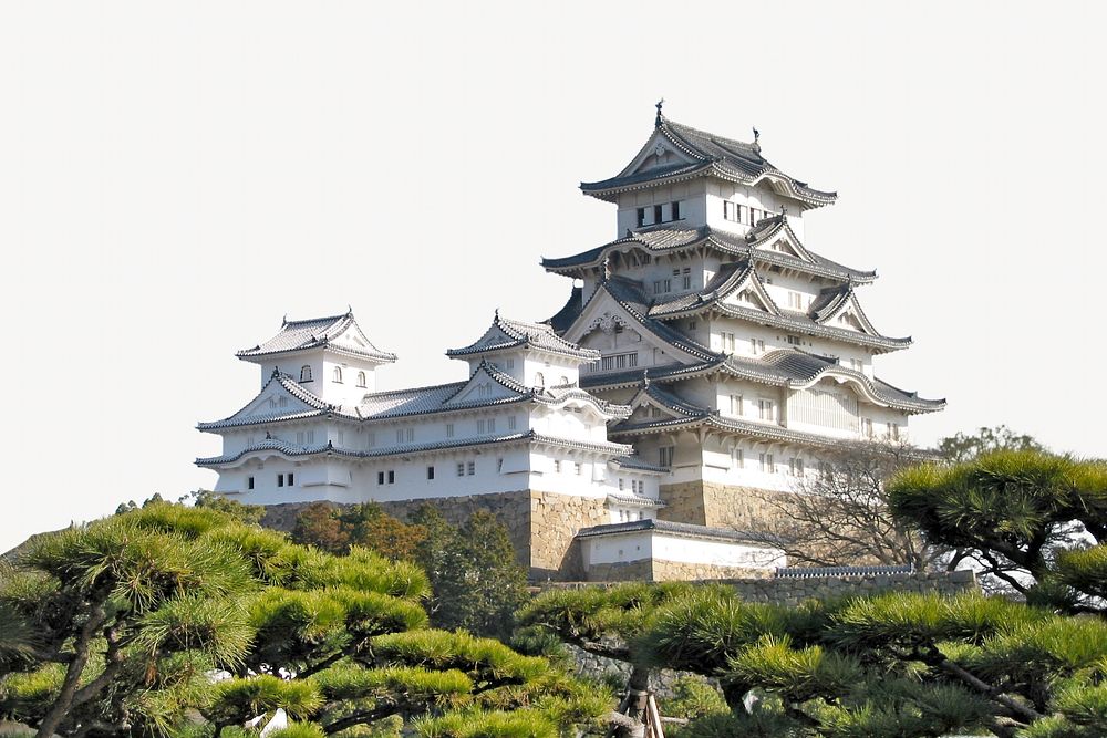 Himeji castle, Japan travel border background