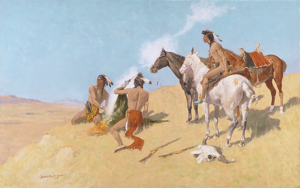 Frederic S. Remington (1861-1909); The Smoke Signal; 1905; Oil on canvas; Amon Carter Museum of American Art, Fort Worth…