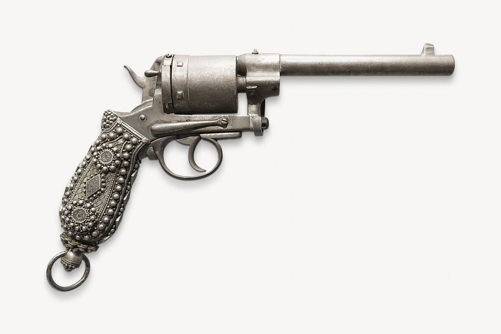 Antique pistol, isolated image on white