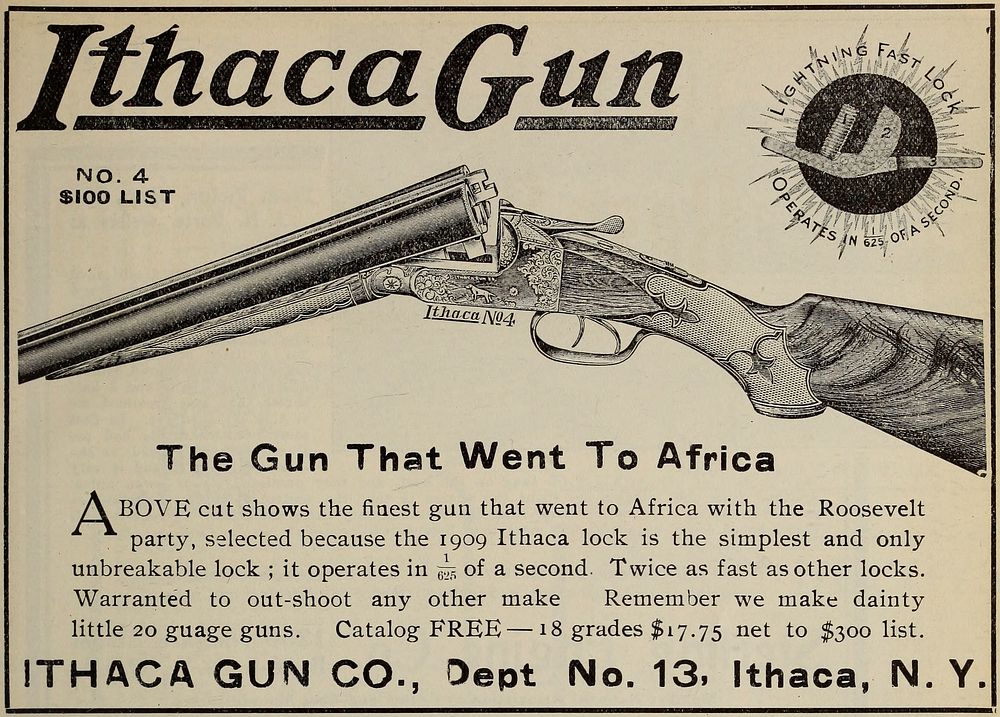 Ithaca No. 4, ad 'The Gun That Went To Africa'