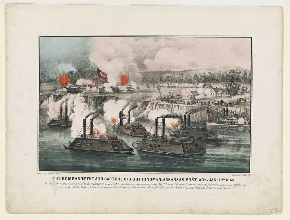 Bombardment and capture of Fort Hindman, Arkansas Post, Ark. Jany. 11th (1863) by Currier & Ives