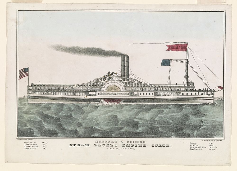 Buffalo & Chicago steam packet empire state: M. Hazard, Commander between 1835 and 1856 by N. Currier (Firm).