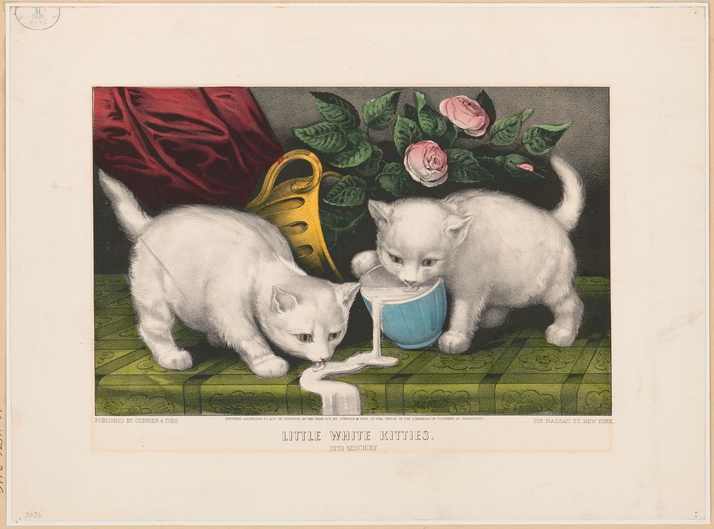 Little white kitties: into mischief (1871) by Currier & Ives