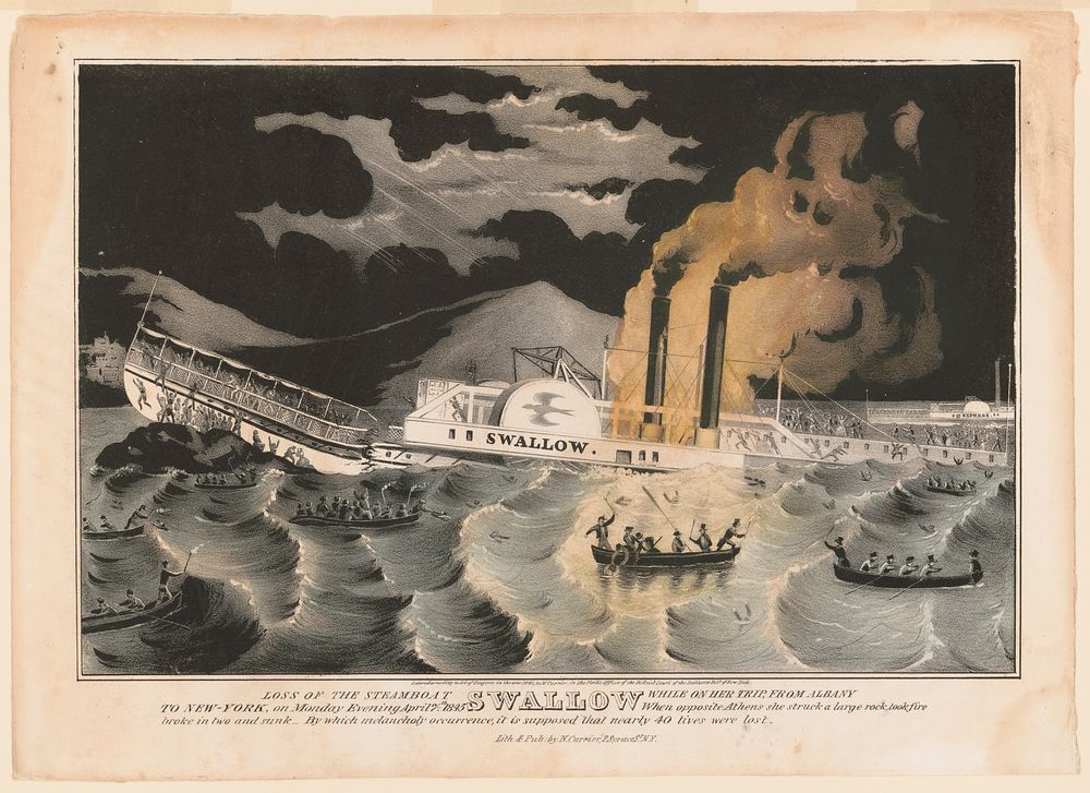 Loss of the steamboat Swallow: while on her trip, from Albany to New-York, on Monday evening April 7th 1845 (1845) by N.…