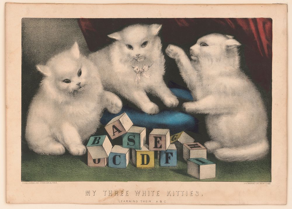 My three white kitties: learning their a.b.c. between 1856 and 1907 by Currier & Ives