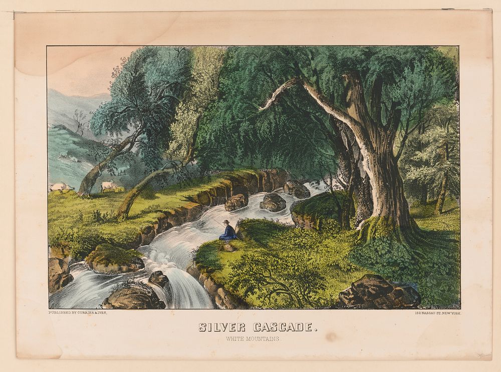 Silver Cascade--White Mountains between 1838 and 1872 by Currier & Ives.