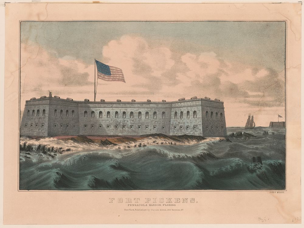 Fort Pickens: Pensacola Harbor, Florida between 1860 and 1870 by Currier & Ives.