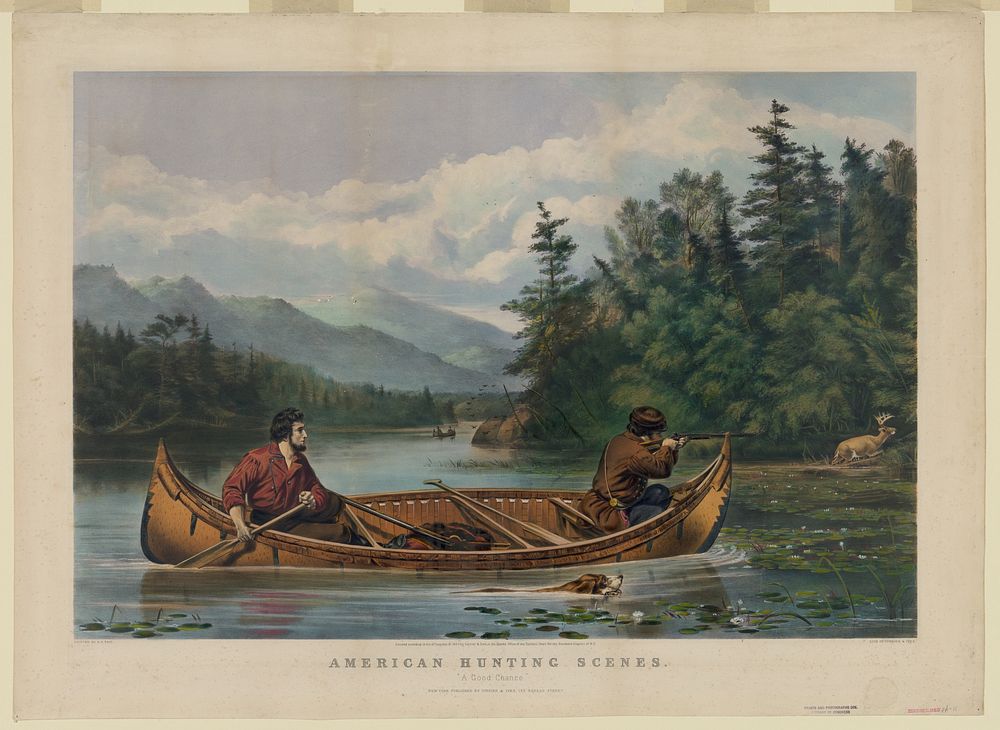 American hunting scenes: "a good chance"  painted by A.F. Tait ; lith. of Currier & Ives (1883) by Arthur Fitzwilliam Tait