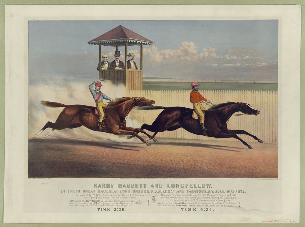 Harry Bassett and Longfellow in their great races at Long Branch, N.J., July 2nd and Saratoga, N.Y., July 16th (1872) by…