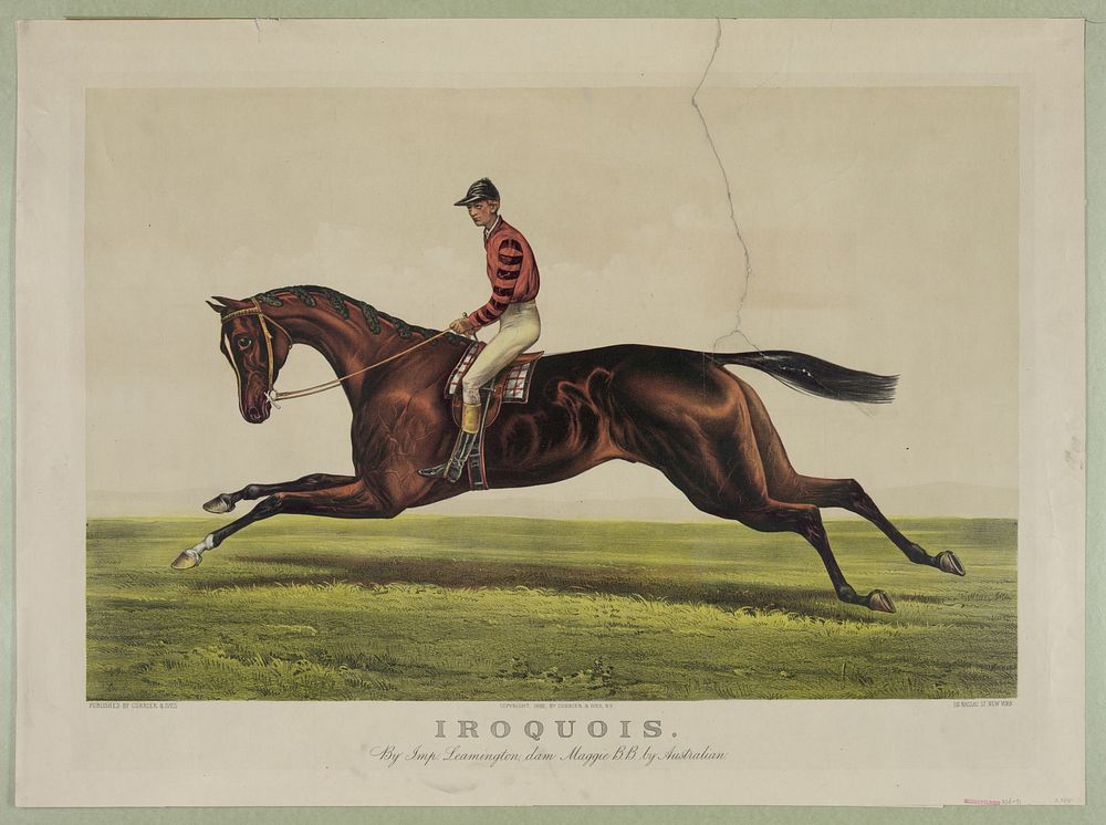 Iroquois: by imp. Leamington, dam Maggie B.B. by Australian (1882) by Currier & Ives.