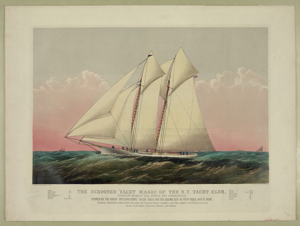 The Schooner Yacht Magic of the New York Yacht Club (1870) by Currier & Ives