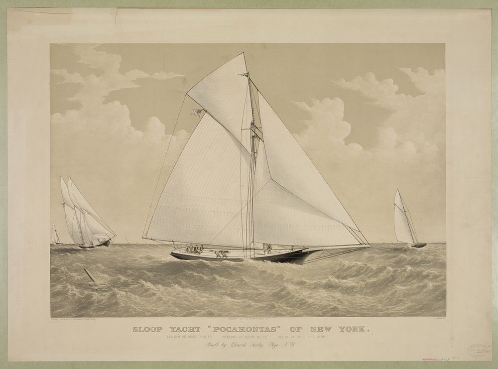 Sloop yacht "Pocahontas" of New York (1881) by Currier & Ives.