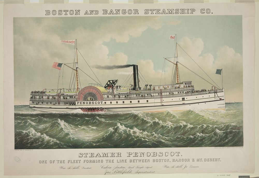 Boston and Bangor Steamship Co. steamer "Penobscot", one of the fleet forming the line between Boston, Bangor & Mt. Destert…