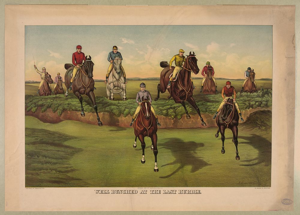 Well bunched at the last hurdle (1887) by Currier & Ives