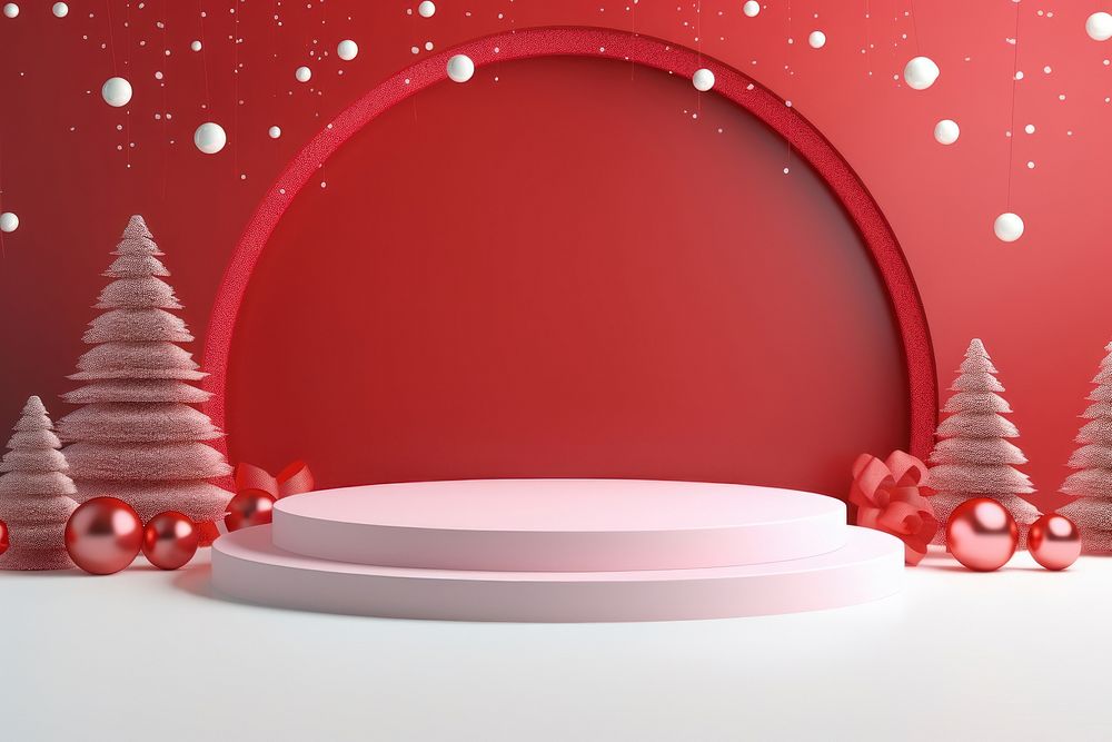 Red Christmas product backdrop. AI generated Image by rawpixel.