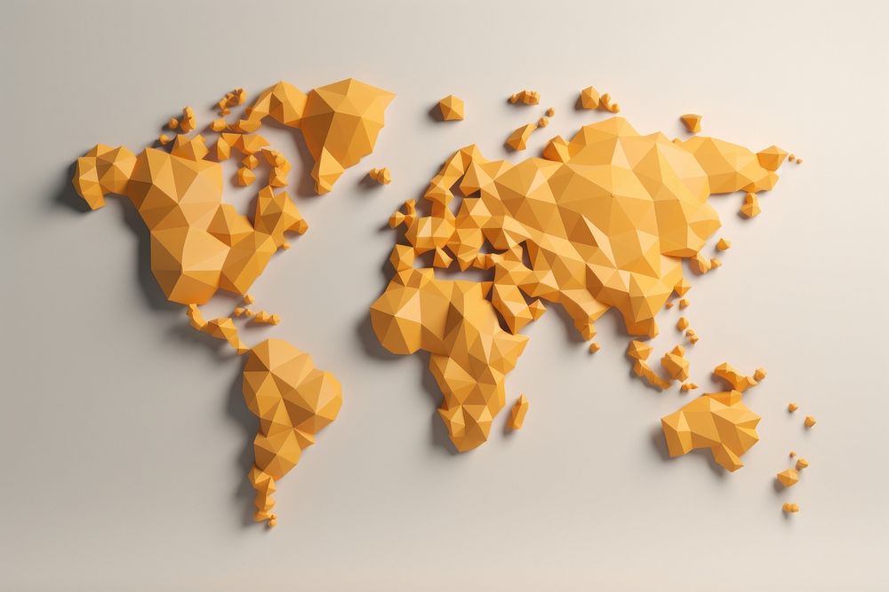 World map topography pattern origami. AI generated Image by rawpixel.