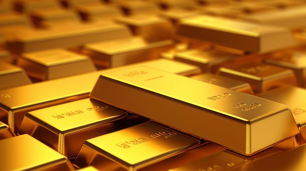 3d render illustration of gold bars.  