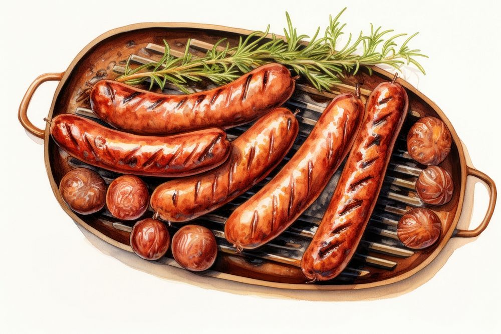 Grilled sausages grilling food meat. AI generated Image by rawpixel.