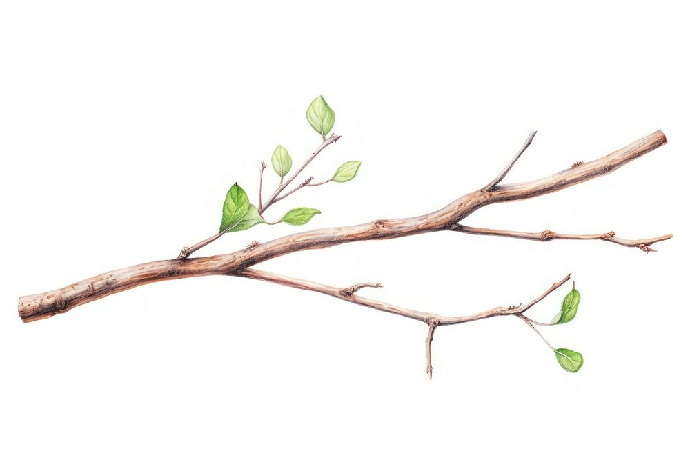 Branch drawing plant leaf. AI generated Image by rawpixel.