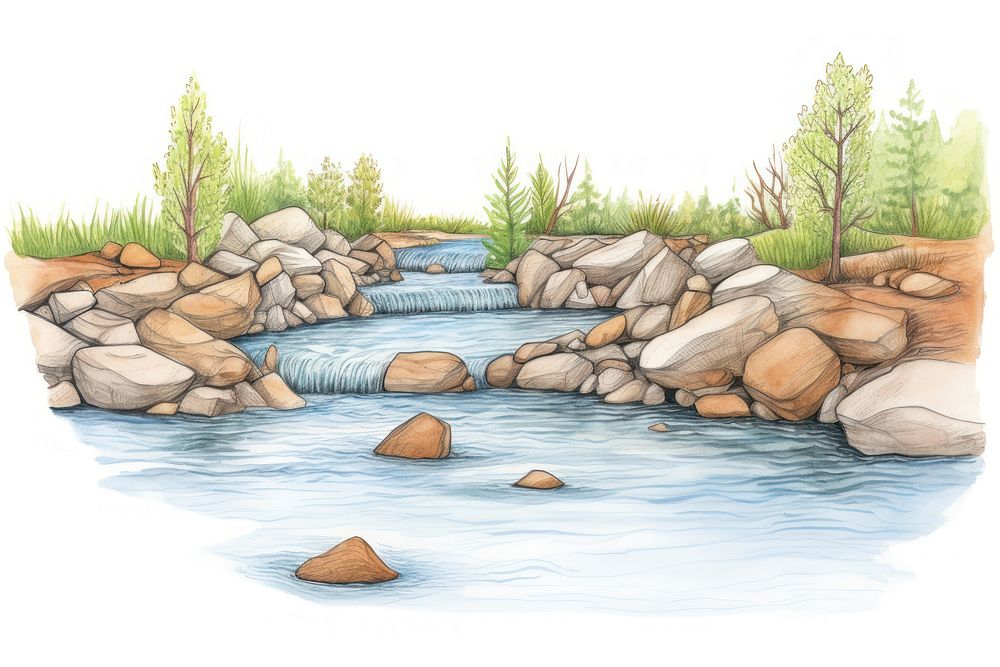 Outdoors nature river water outdoors drawing stream. AI generated Image by rawpixel.