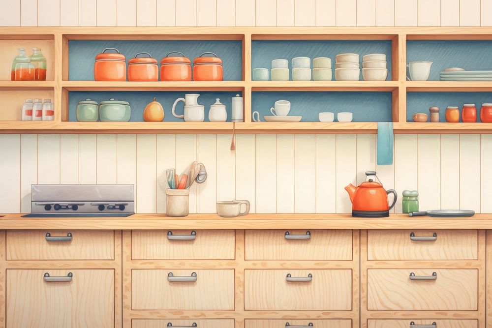 Scandinavian style home decor kitchen furniture cupboard cabinet. AI generated Image by rawpixel.