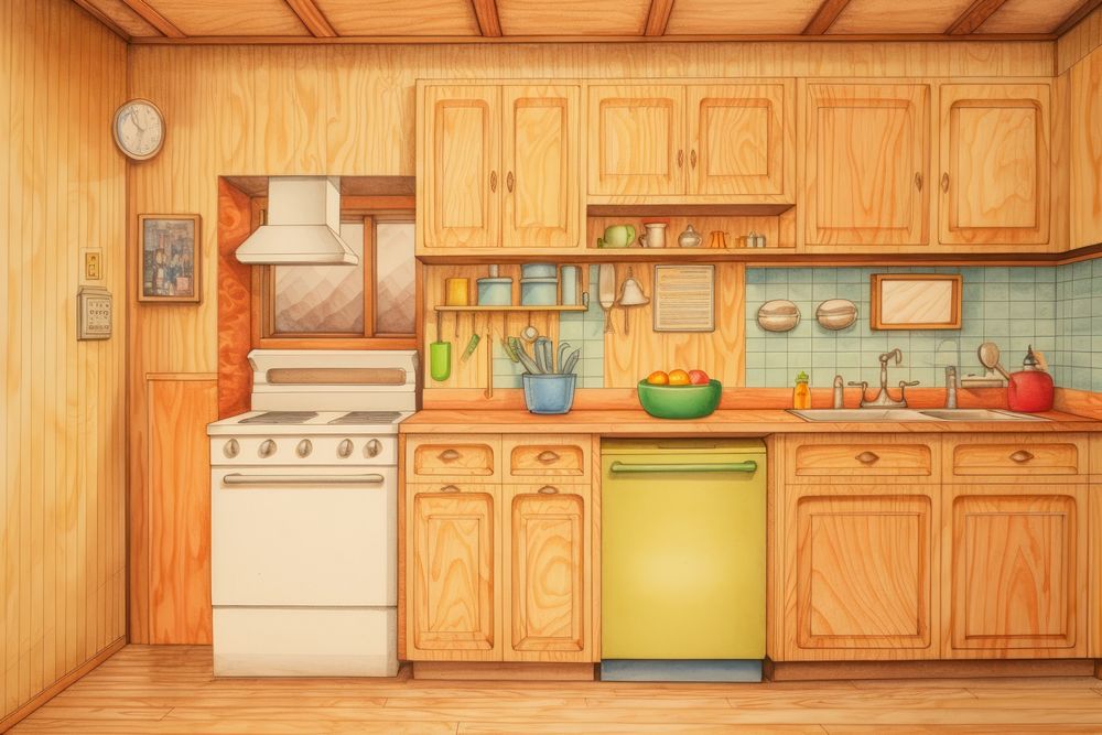 Wooden house kitchen furniture hardwood cupboard. AI generated Image by rawpixel.