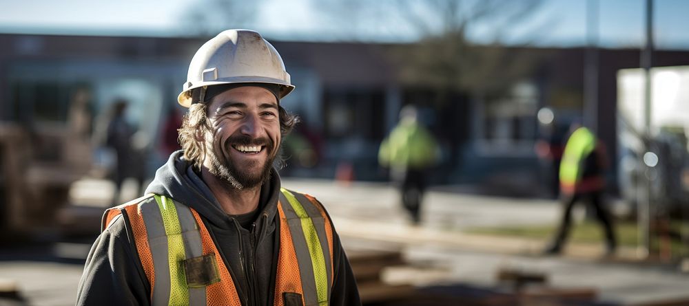 Construction worker working hardhat helmet adult. 