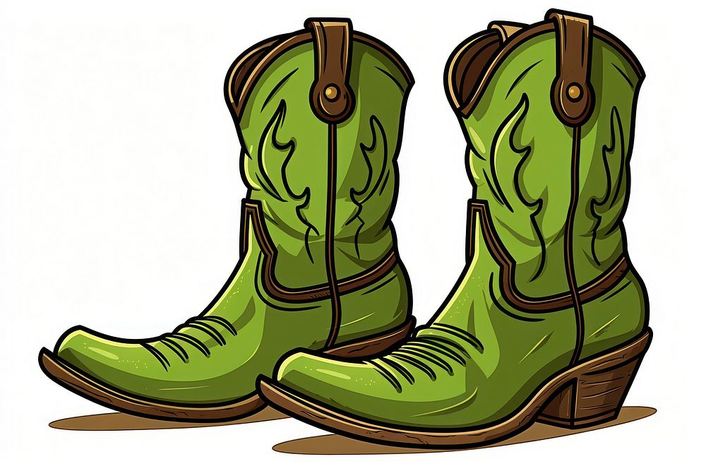 Cowboy boots footwear cartoon green. AI generated Image by rawpixel.