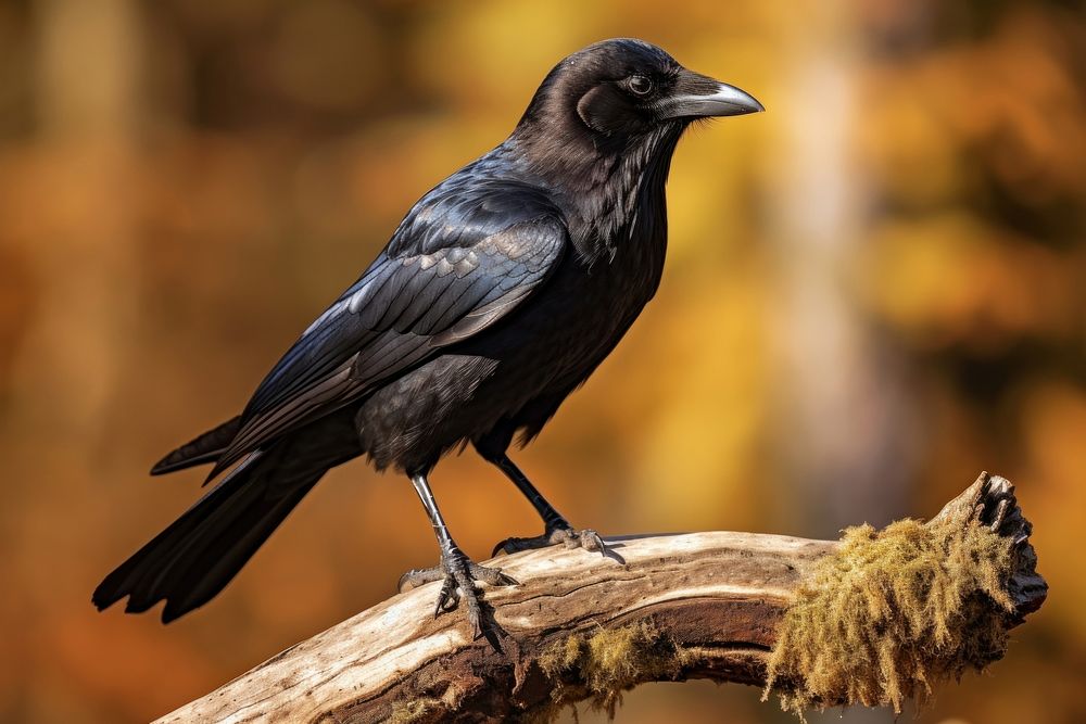Crow blackbird animal branch. AI generated Image by rawpixel.