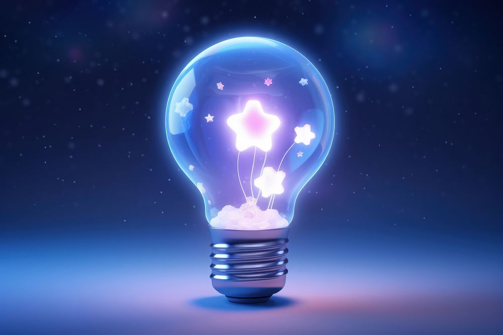 Light lightbulb galaxy star night illuminated electricity. AI generated Image by rawpixel.