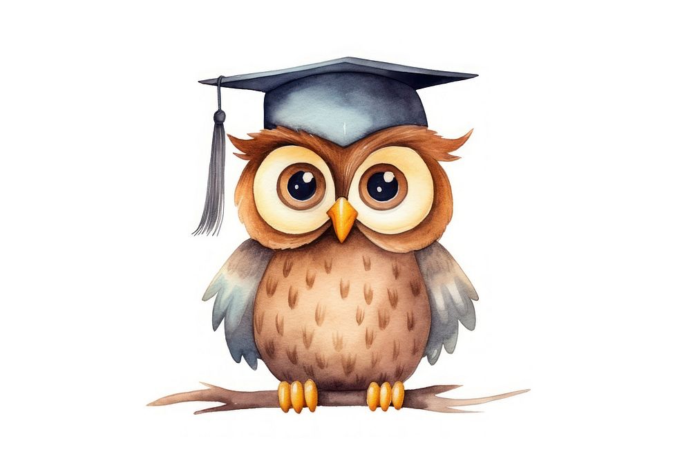Owl student graduation cartoon bird. AI generated Image by rawpixel.
