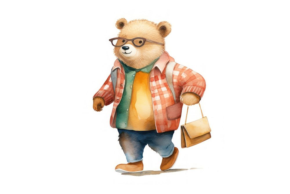 Bear waring shirt carrying a bag mammal representation accessories. AI generated Image by rawpixel.