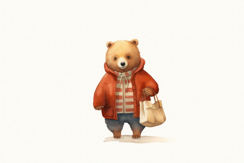 Bear waring shirt carrying a bag mammal cute toy. AI generated Image by rawpixel.