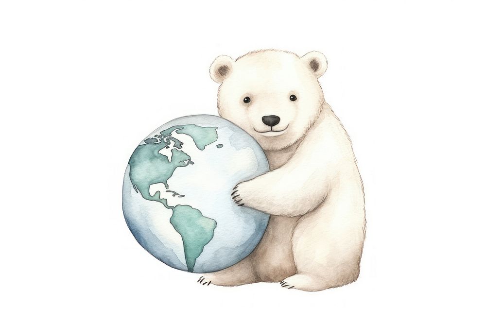 Bear cartoon mammal globe. AI generated Image by rawpixel.