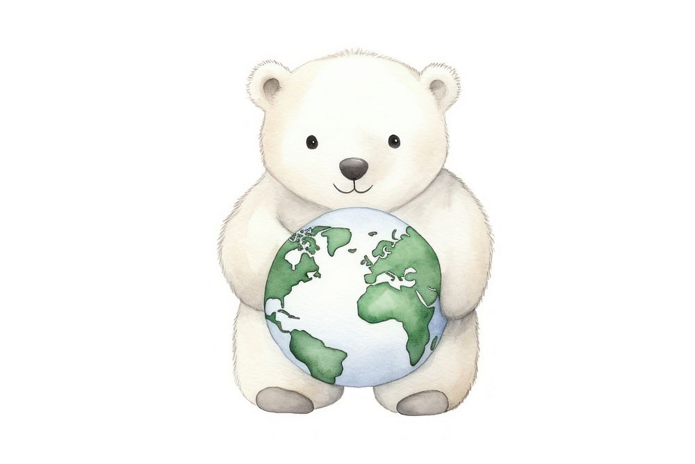 Bear cartoon globe space. 