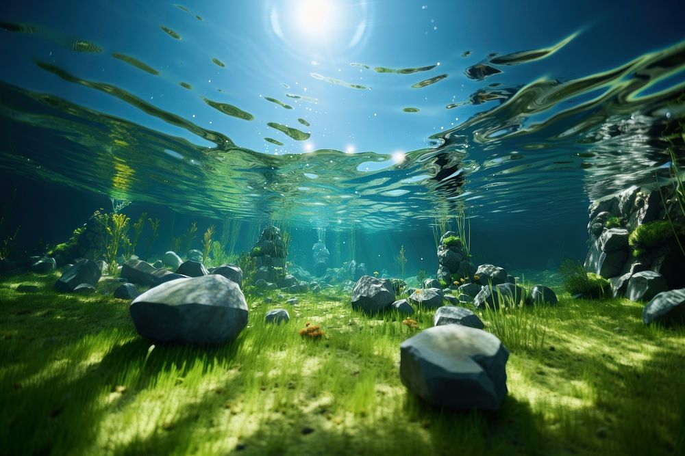 Underwater green outdoors nature. AI generated Image by rawpixel.