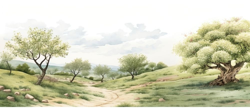 Landscape outdoors painting drawing. AI generated Image by rawpixel.