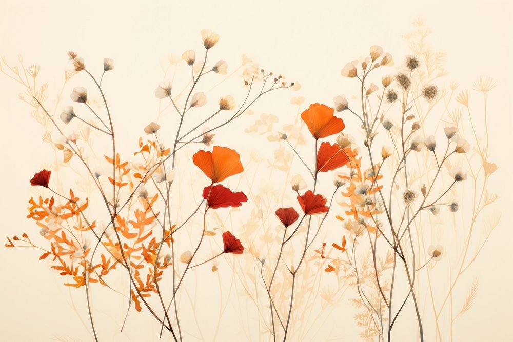 Flower painting pattern autumn. AI generated Image by rawpixel.