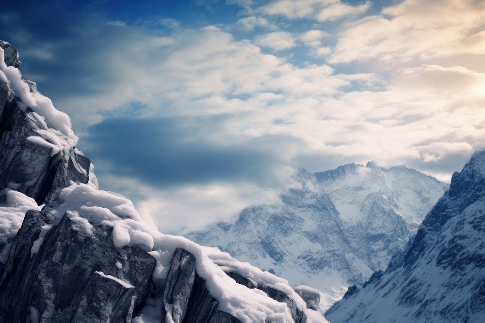 Mountain winter landscape outdoors. AI generated Image by rawpixel.