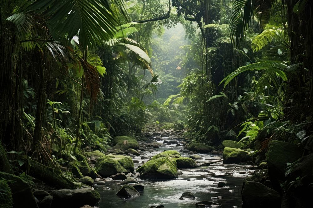 Jungle nature vegetation rainforest. AI generated Image by rawpixel.