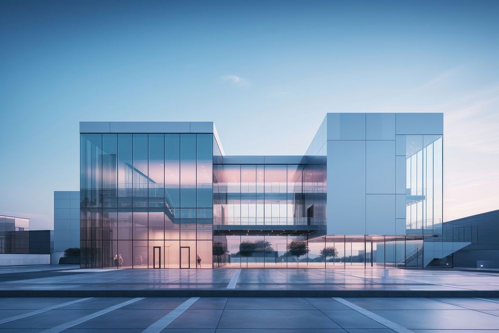 Modern bussiness building architecture headquarters reflection. 