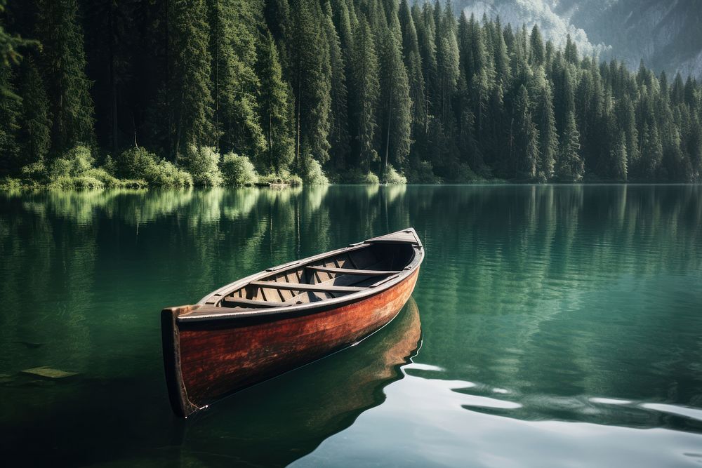 Boat vehicle rowboat forest. AI generated Image by rawpixel.