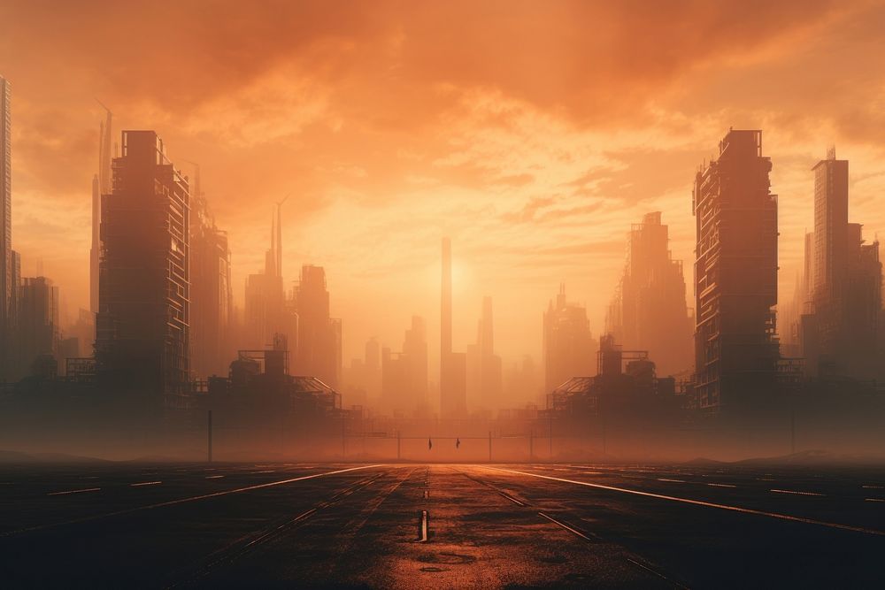 Dystopian city background architecture cityscape outdoors. AI generated Image by rawpixel.
