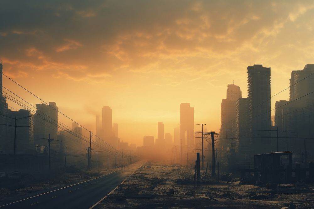 Dystopian city background architecture cityscape outdoors. AI generated Image by rawpixel.