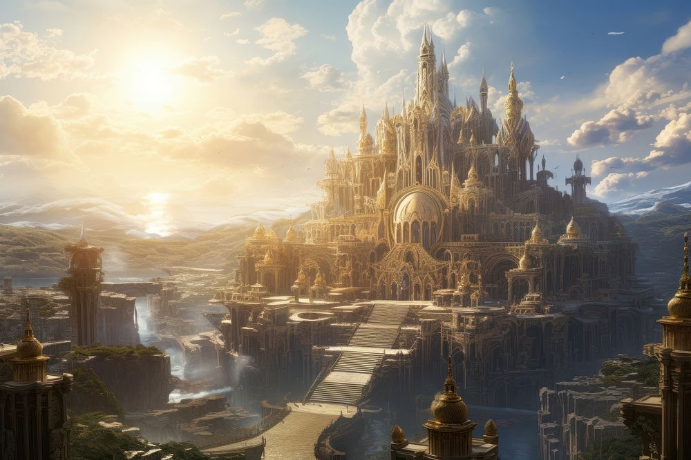 Fantacy grand kingdom architecture building outdoors. AI generated Image by rawpixel.