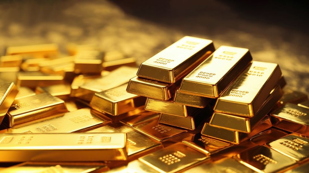 a real photo of gold bars.  