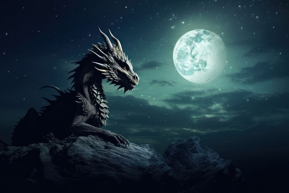 Dragon moon moonlight astronomy. 