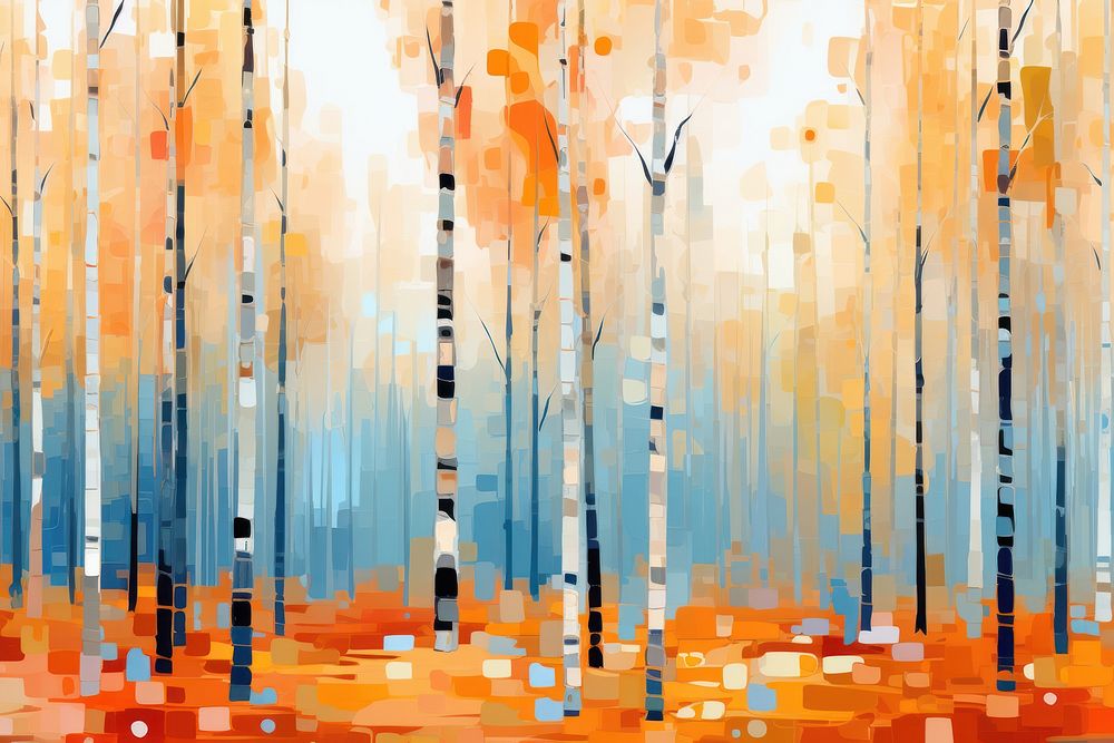 Autumn abstract painting birch. AI generated Image by rawpixel.